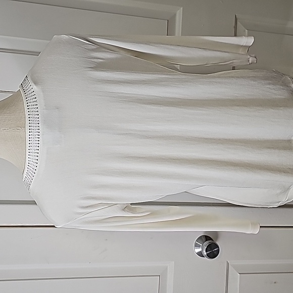 CHICO'S white light weight open cardigan sweater size 2(medium) Trimed in silver - Picture 5 of 7